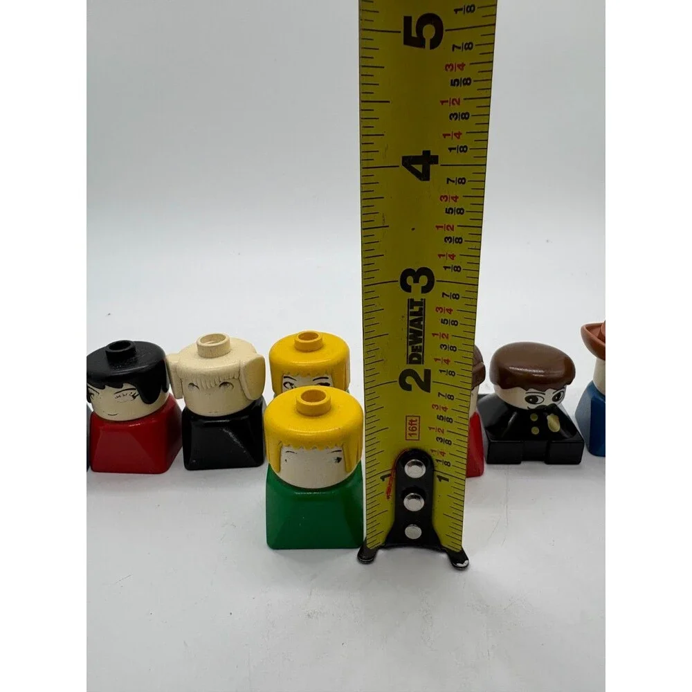 VINTAGE LEGO DUPLO Figures LOT 8 Pcs Early 1980s Block Heads Hair & Hat